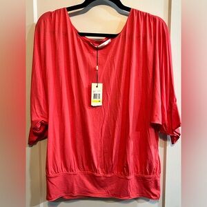 Studio M Vibrant Coral/Red Blouse